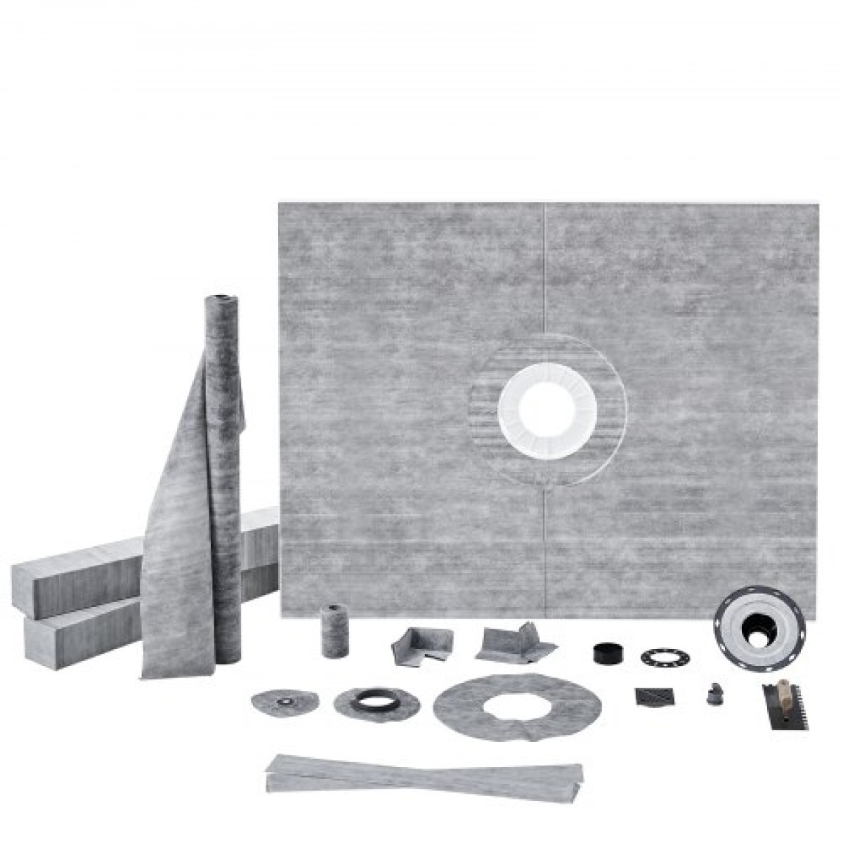 Σετ κρασιού ντους VEVOR, 1219x1524mm Σετ ντους ντους με κεντρική φλάντζα PVC 50,8mm, αδιάβροχη μεμβράνη, σχάρα από ανοξείδωτο χάλυβα και στεγανωτικό αρμών, μπαστούνια ντουζιέρας με κλίση για μπάνιο