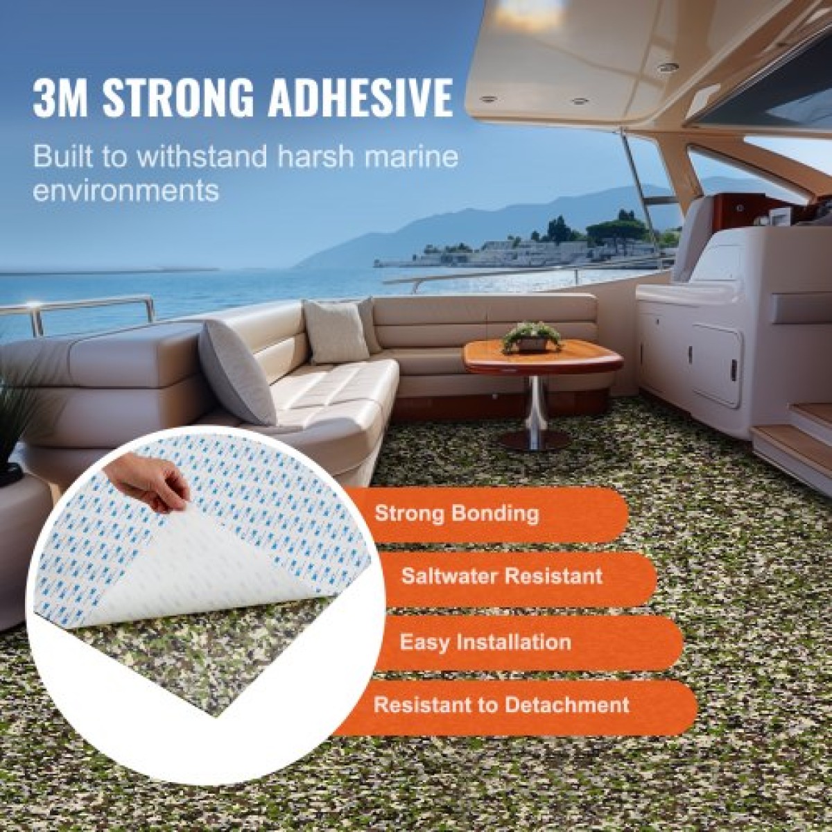 VEVOR Boat Flooring, EVA Foam Boat Decking 94,5" x 35,4", Αντιολισθητικό αυτοκόλλητο δάπεδο, 23,2 sq.ft Θαλάσσιο χαλί για σκάφη, γιοτ, Pontoon, δάπεδα καγιάκ