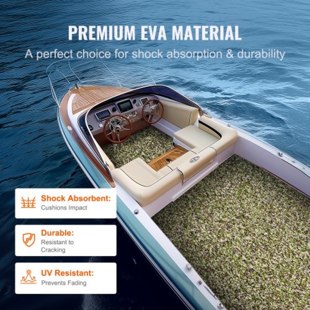 VEVOR Boat Flooring, EVA Foam Boat Decking 94,5" x 35,4", Αντιολισθητικό αυτοκόλλητο δάπεδο, 23,2 sq.ft Θαλάσσιο χαλί για σκάφη, γιοτ, Pontoon, δάπεδα καγιάκ