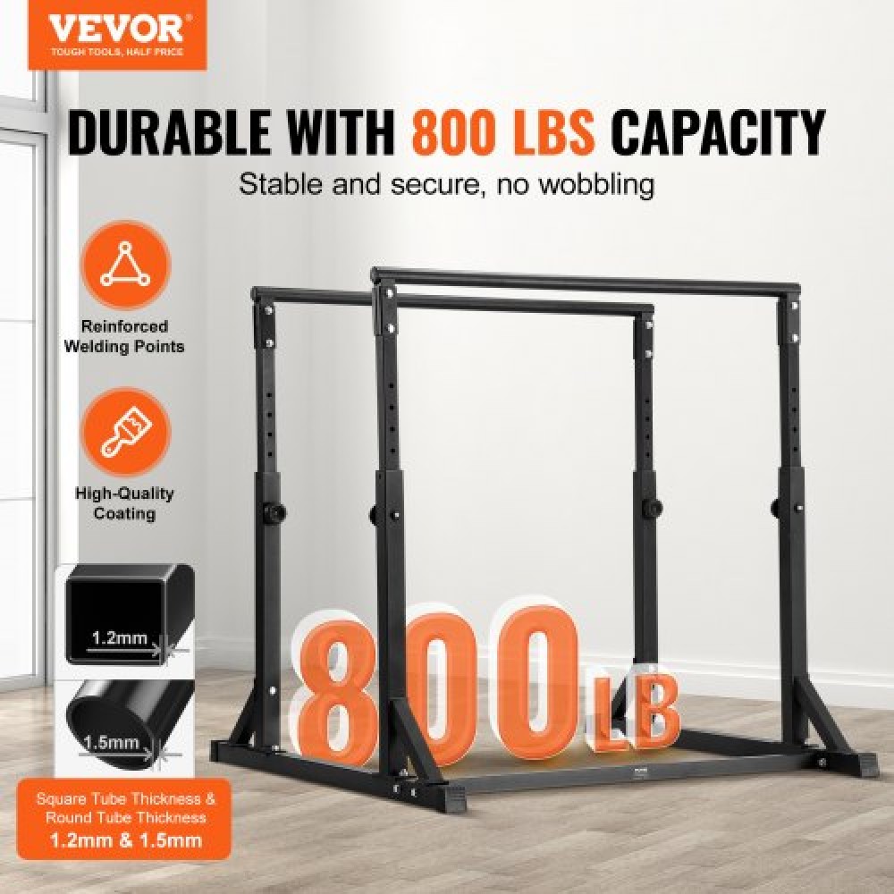 VEVOR Dip Bar, χωρητικότητας 363 kg, Σταθμός βαρέως τύπου Dip Stand με ρυθμιζόμενο ύψος, Fitness Workout Dip Bar Station Stabilizer Parallette Push Up Stand, Παράλληλες ράβδοι για προπόνηση δύναμης στο σπίτι Γυμναστήριο