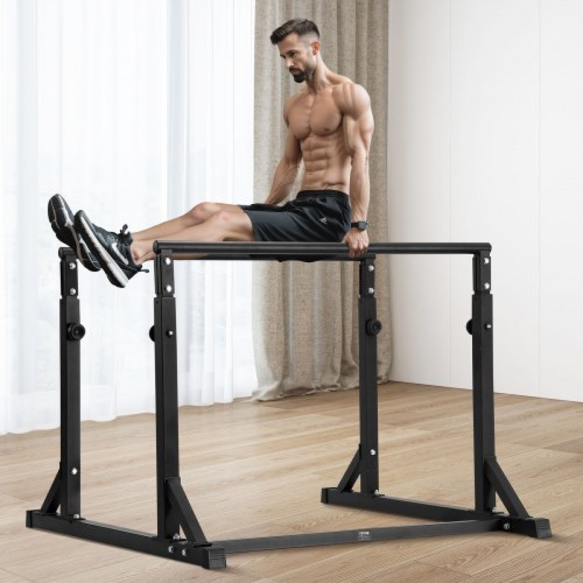 VEVOR Dip Bar, χωρητικότητας 363 kg, Σταθμός βαρέως τύπου Dip Stand με ρυθμιζόμενο ύψος, Fitness Workout Dip Bar Station Stabilizer Parallette Push Up Stand, Παράλληλες ράβδοι για προπόνηση δύναμης στο σπίτι Γυμναστήριο