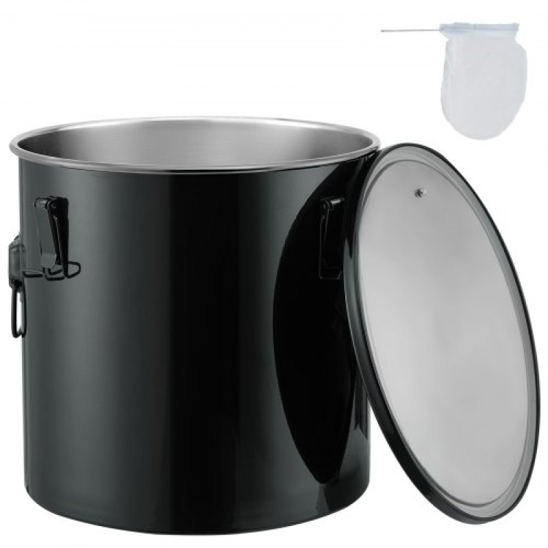 Κάδος γράσου φριτέζας VEVOR, 10 Gal Oil Disposal Caddy Κάδος λαδιού φριτέζας από ανοξείδωτο ατσάλι Αντισκωριακή επίστρωση, Δοχείο μεταφοράς λαδιού με καπάκι, κλιπ κλειδώματος, σακούλα φίλτρου για φιλτράρισμα ζεστού μαγειρικού λαδιού, μαύρο