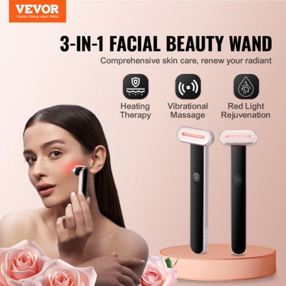 VEVOR Red Light Therapy Wand 7-Color LED Light Therapy for Face, Neck & Eyes