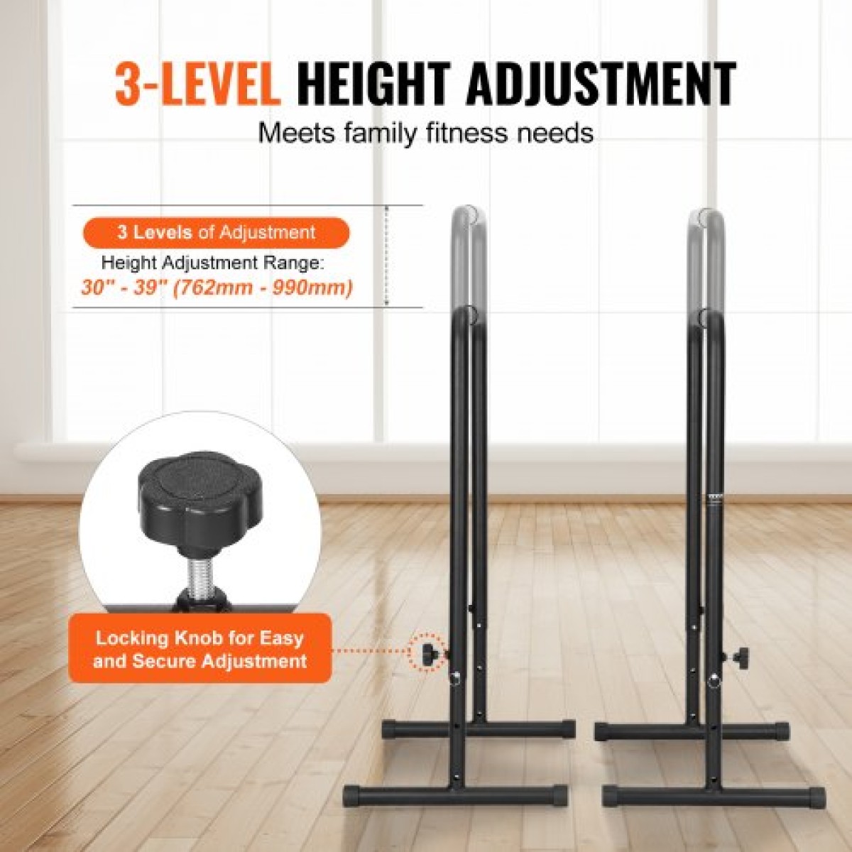VEVOR Dip Bars, χωρητικότητα 440 lbs, Σταθμός βαρέως τύπου Dip Stand με ρυθμιζόμενο ύψος, Fitness Workout Dip Bar Station Stabilizer Parallette Push Up Stand, Παράλληλες μπάρες για προπόνηση δύναμης στο σπίτι Γυμναστήριο