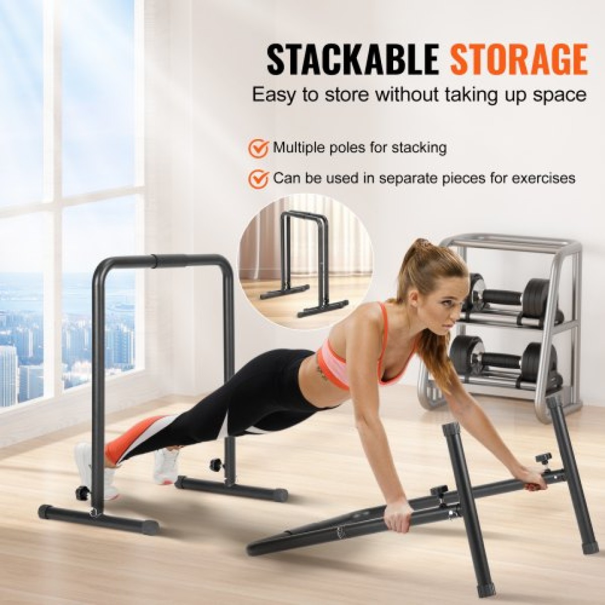 VEVOR Dip Bars, χωρητικότητα 440 lbs, Σταθμός βαρέως τύπου Dip Stand με ρυθμιζόμενο ύψος, Fitness Workout Dip Bar Station Stabilizer Parallette Push Up Stand, Παράλληλες μπάρες για προπόνηση δύναμης στο σπίτι Γυμναστήριο