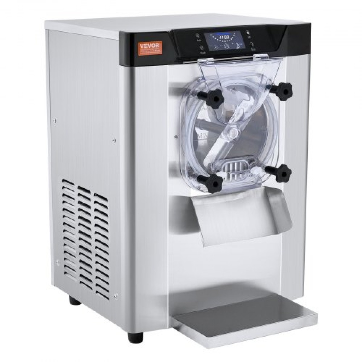 Εμπορική παγωτομηχανή VEVOR, απόδοση 12 L/H, Παγωτομηχανή σκληρού πάγκου 1295 W Single Flavor, κύλινδρος από ανοξείδωτο ατσάλι 4,5 λίτρων, προψύξη αυτόματου καθαρισμού πάνελ LED, για σνακ μπαρ εστιατορίων