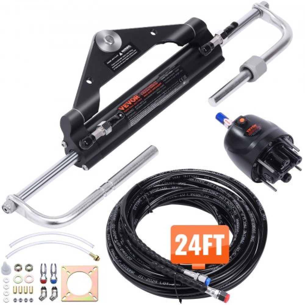 VEVOR Hydraulic Outboard Steering Kit, 150HP, Marine Boat Hydraulic Steering System, με κύλινδρο αμφίδρομης κλειδαριάς αντλίας τιμόνι και υδραυλικό σωλήνα διεύθυνσης 731,5 cm, για μονοκινητήρια σκάφη
