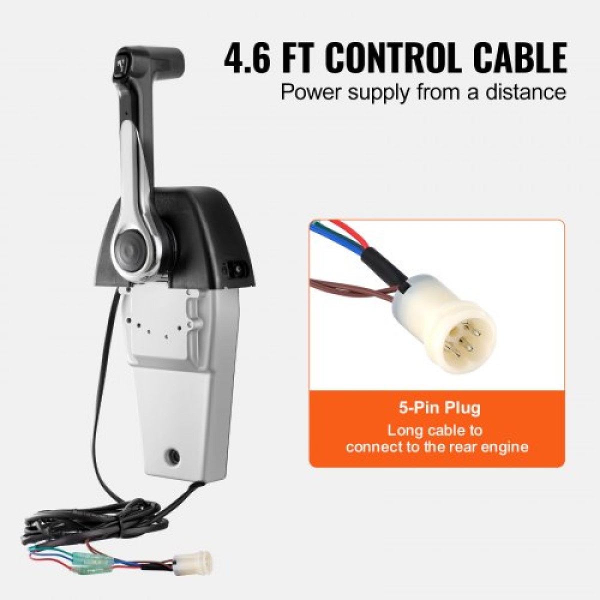 VEVOR Boat Throttle Control, 704-48205-P1 Top-Mounted Outboard Remote Control Box για Yamaha 4-stroke, θαλάσσιο κιβώτιο ελέγχου γκαζιού με διακόπτη Power Trim και πλεξούδα 4,6 ft με υποδοχή 5 ακίδων