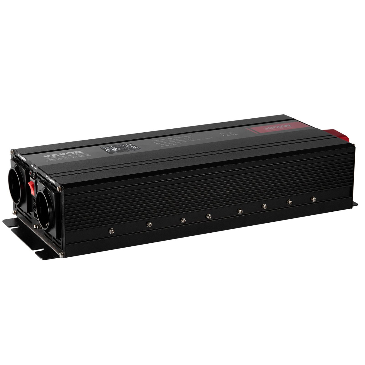 VEVOR Modified Sine Wave Inverter, 3000 Watt, DC 12V to AC 230V LCD Μετατροπέας ισχύος με 3 πρίζες AC 2 θύρα USB 1 θύρα Type-C 10 ανταλλακτικές ασφάλειες, για μεγάλο οικιακό εξοπλισμό, με πιστοποίηση CE FCC
