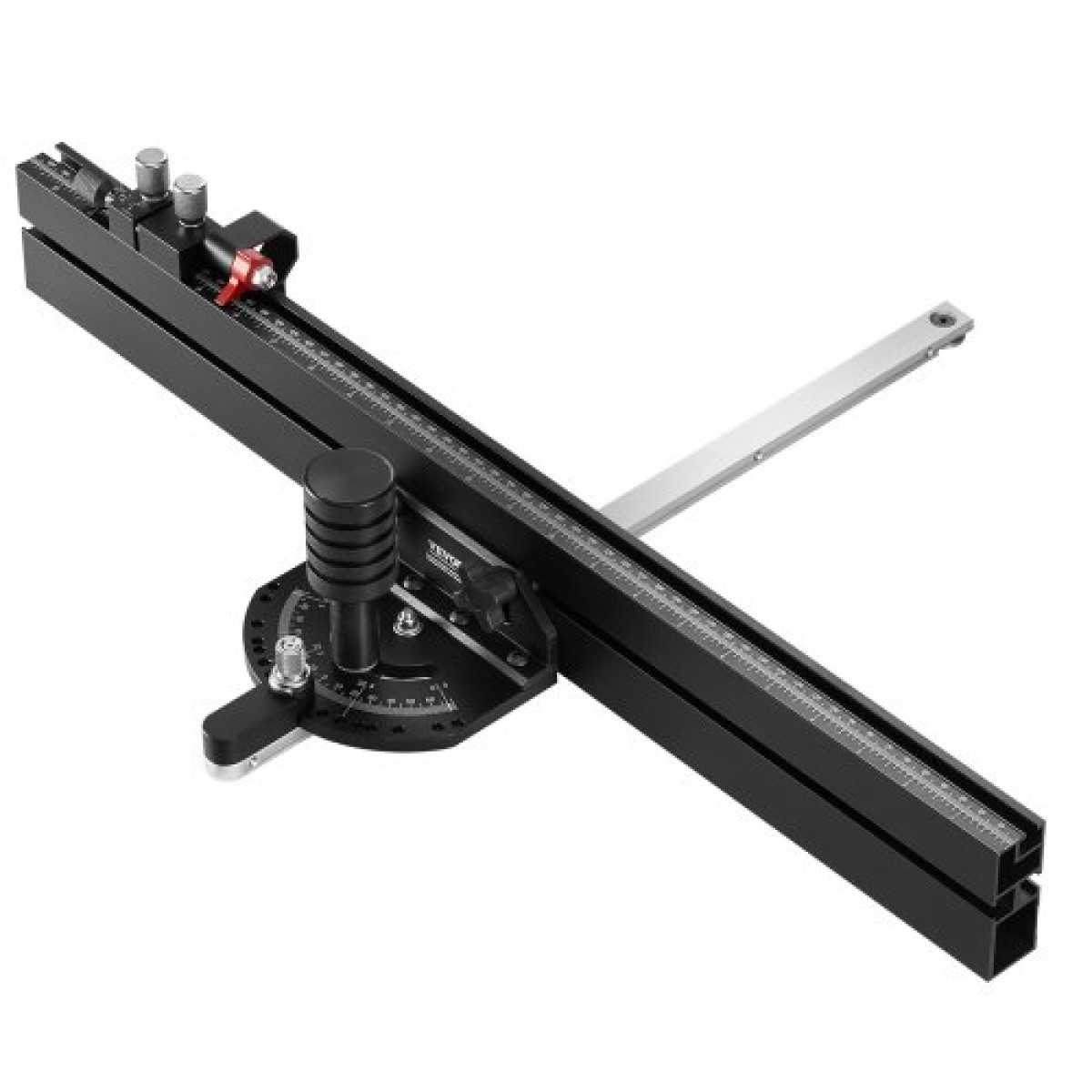 VEVOR Precision Miter Gauge, Τυπική υποδοχή 19 x 9,5 mm, Επιτραπέζιο Πριόνι από κράμα αλουμινίου Μετρητής κοπής 61 cm με σχάρα 15 γωνιακών στοπ με ρυθμιζόμενο έμβολο με ελατήριο και αφαιρούμενος δίσκος, για ξυλουργική
