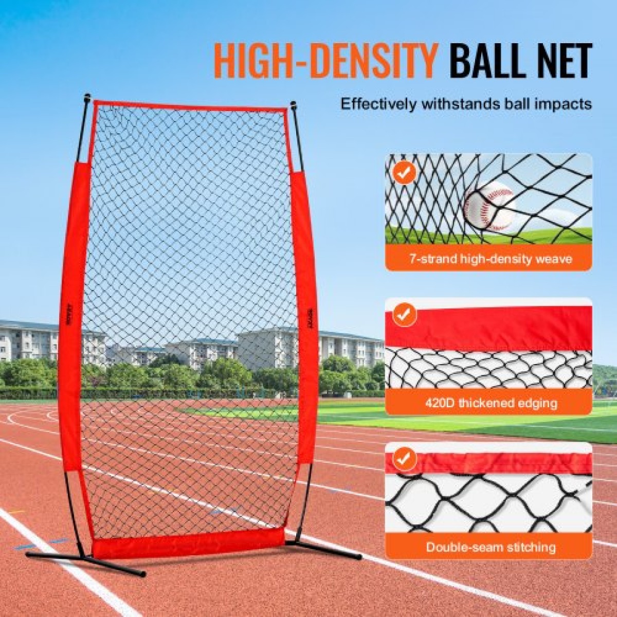 VEVOR I Screen Baseball για Batting Cage, 7x4 ft Baseball & Softball Screen Safety, Body Protector Φορητή οθόνη κτυπήματος με Carry Bag & Ground Stakes, Baseball Pitching Net for Pitchers Protection