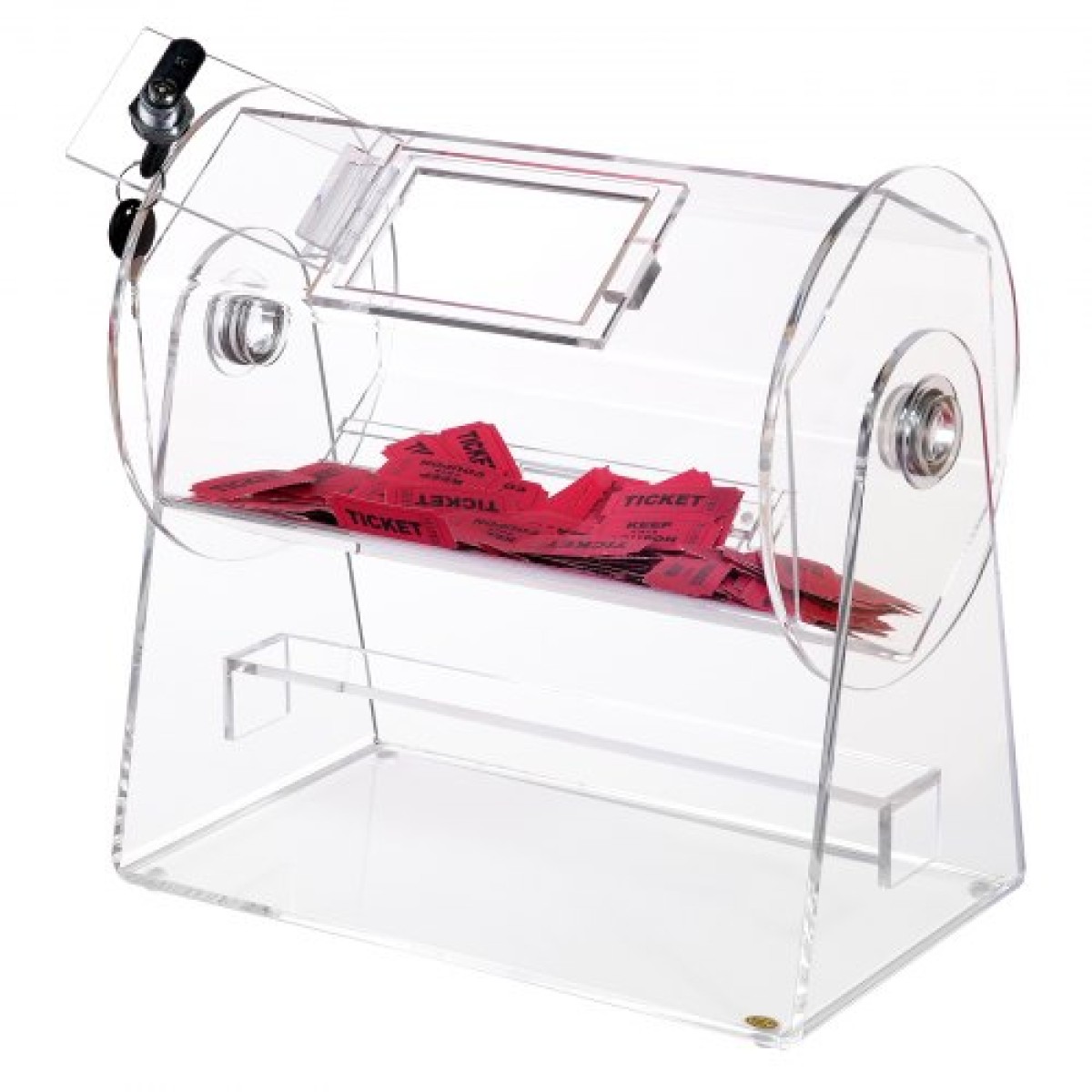 VEVOR Acrylic Raffle Drum, Χωράει 2500 εισιτήρια ή 100 μπάλες λοταρίας, επαγγελματικό κλωβό λοταρίας με 2 κλειδιά, διαφανές σχέδιο λοταρίας, κουτί λαχείων για παιχνίδια λοταρίας Bingo