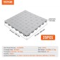 VEVOR Πλακάκια γκαράζ Interlocking, 12 x 12 x 0,53 ιντσών 25 Pack Πλακάκια δαπέδου γκαράζ, αντιολισθητικά πλακάκια δαπέδου γκαράζ διπλής όψης, για γκαράζ, υπόγεια, επισκευαστήρια, ασήμι