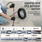 VEVOR Sectional Drain Cable Cleaning Cable 66FT/20,1 m x 5/8In/1,6 cm & 7 Cutters for 0,8"-3,9"/2-10 cm Pipes