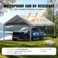 Ανταλλακτικό κάλυμμα κουβούκλιο VEVOR Carport 12 x 20 ποδιών, προστατευτικό κάλυμμα για σκηνές γκαράζ βαρέως τύπου αδιάβροχο & προστατευμένο από την υπεριώδη ακτινοβολία, Εύκολη εγκατάσταση με μπάντζες μπάλας, γκρι (Μόνο επάνω κάλυμμα, δεν περιλαμβάνε