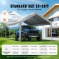 Ανταλλακτικό κάλυμμα κουβούκλιο VEVOR Carport 12 x 20 ποδιών, προστατευτικό κάλυμμα για σκηνές γκαράζ βαρέως τύπου αδιάβροχο & προστατευμένο από την υπεριώδη ακτινοβολία, Εύκολη εγκατάσταση με μπάντζες μπάλας, γκρι (Μόνο επάνω κάλυμμα, δεν περιλαμβάνε