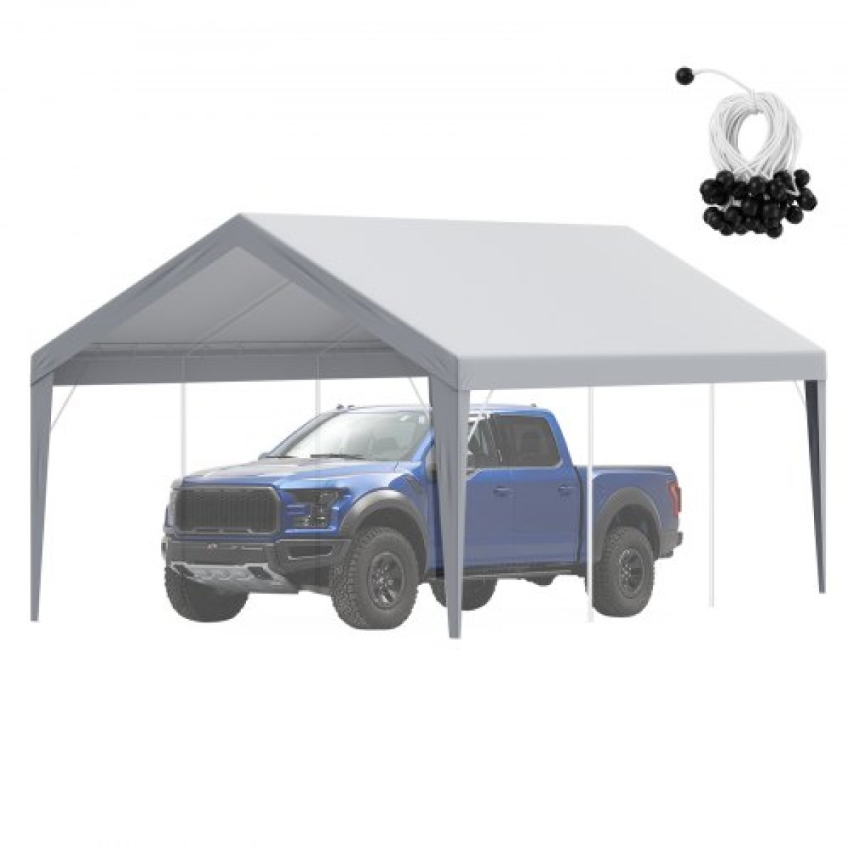 Ανταλλακτικό κάλυμμα κουβούκλιο VEVOR Carport 12 x 20 ποδιών, προστατευτικό κάλυμμα για σκηνές γκαράζ βαρέως τύπου αδιάβροχο & προστατευμένο από την υπεριώδη ακτινοβολία, Εύκολη εγκατάσταση με μπάντζες μπάλας, γκρι (Μόνο επάνω κάλυμμα, δεν περιλαμβάνε