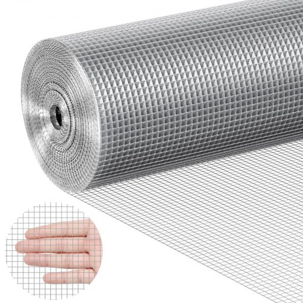 Ύφασμα υλικού VEVOR, 1/4 ίντσας 36 ιντσών x 50 πόδια 23 μετρητή, γαλβανισμένο ρολό από συρμάτινο πλέγμα εν θερμώ, περίφραξη από σύρμα κοτόπουλου, συρμάτινο πλέγμα για κλουβιά κουνελιών, κήπος, μικρά τρωκτικά