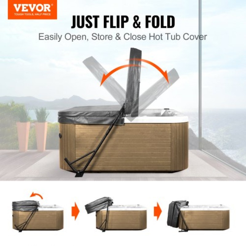 VEVOR Hot Tub Cover Lift, Spa Cover Lift, Ύψος 800 - 1050 mm Πλάτος 1450 - 2350 mm Ρυθμιζόμενο, Τοποθετημένο από κάτω και στις δύο πλευρές, Κατάλληλο για διάφορα μεγέθη ορθογώνιων μπανιέρων, υδρομασάζ, σπα