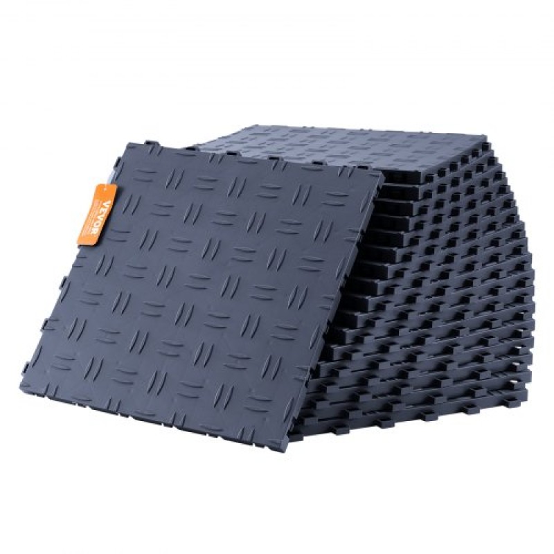 VEVOR Πλακάκια γκαράζ Interlocking, 12 x 12 x 0,53 ιντσών 50 Pack Πλακάκια δαπέδου γκαράζ, αντιολισθητικά πλακάκια δαπέδου γκαράζ διπλής όψης, για γκαράζ, υπόγεια, επισκευαστήρια, γκρι γραφίτη