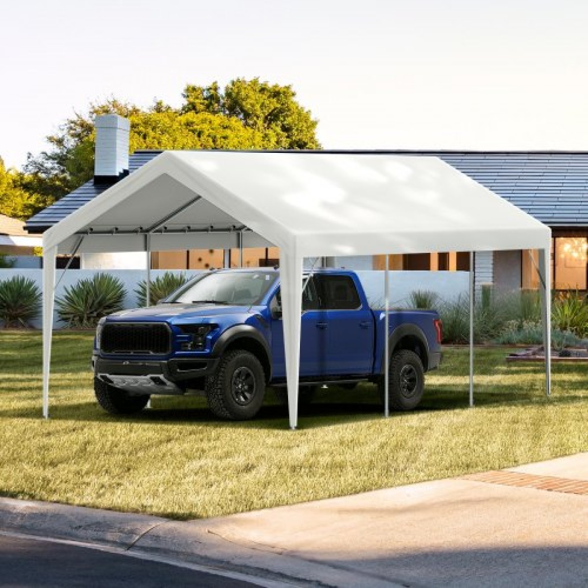 Ανταλλακτικό κάλυμμα κουβούκλιο VEVOR Carport 6100 x 3040 mm, προστατευτικό κάλυμμα σκηνών γκαράζ βαρέως τύπου αδιάβροχο & προστατευμένο από την υπεριώδη ακτινοβολία, Εύκολη εγκατάσταση με μπάντζες μπάλας, Λευκό (Μόνο επάνω κάλυμμα, Δεν περιλαμβάνεται