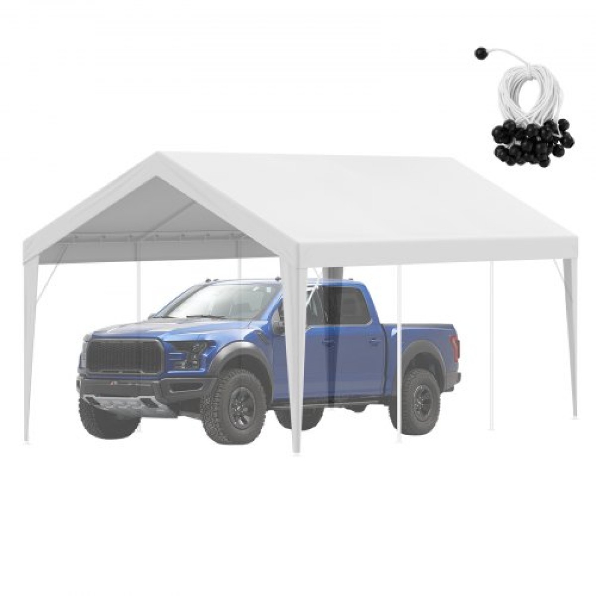 Ανταλλακτικό κάλυμμα κουβούκλιο VEVOR Carport 6100 x 3040 mm, προστατευτικό κάλυμμα σκηνών γκαράζ βαρέως τύπου αδιάβροχο & προστατευμένο από την υπεριώδη ακτινοβολία, Εύκολη εγκατάσταση με μπάντζες μπάλας, Λευκό (Μόνο επάνω κάλυμμα, Δεν περιλαμβάνεται