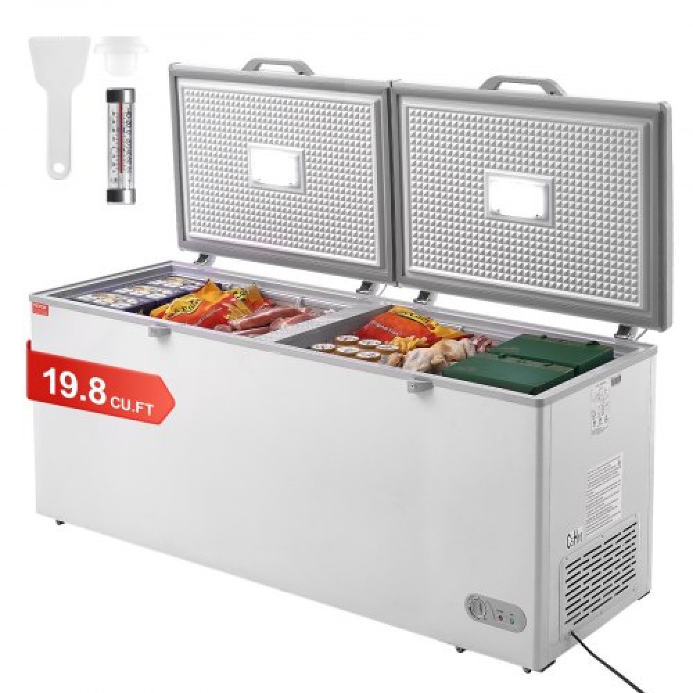 Καταψύκτης στήθους VEVOR, 19,8 cu.ft / 561 L Μεγάλη κατάψυξη με διπλό κλείδωμα, ανεξάρτητος εμπορικός καταψύκτης & 4 αφαιρούμενα καλάθια, ρυθμιζόμενη θερμοκρασία 7 επιπέδων, φως LED, 6 τροχοί