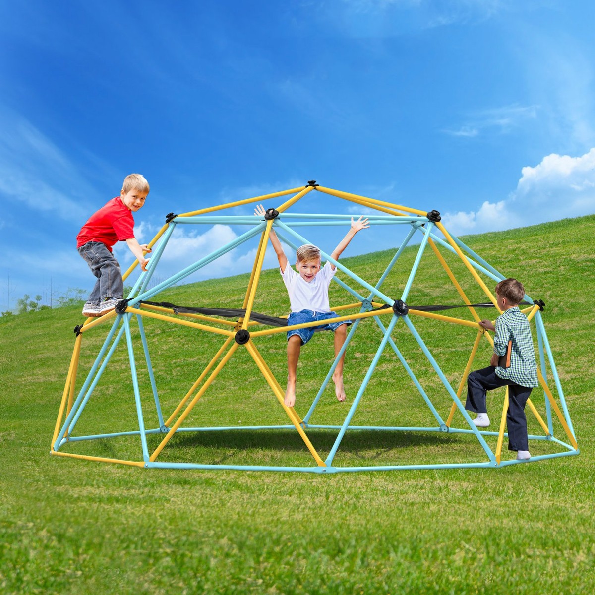 VEVOR Climbing Dome, 10FT Geometric Dome Climber με αιώρα και κούνια, για παιδιά 3 έως 10 ετών, Jungle Gym που υποστηρίζει 750LBS και εύκολη συναρμολόγηση, με λαβή αναρρίχησης, εξοπλισμό για παιχνίδι στην αυλή εξωτερικού χώρου