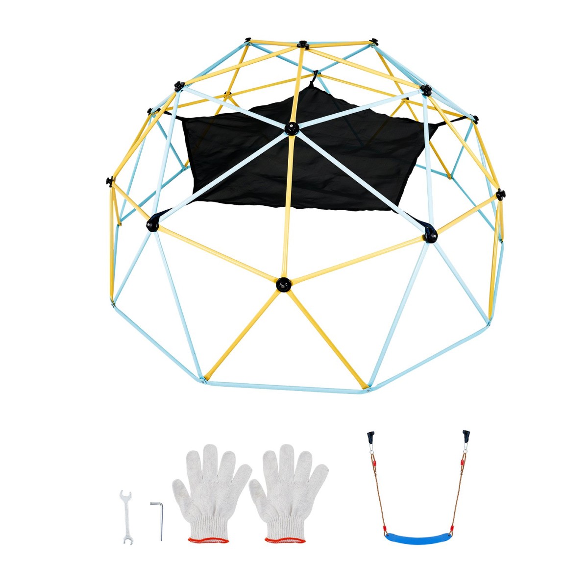 VEVOR Climbing Dome, 10FT Geometric Dome Climber με αιώρα και κούνια, για παιδιά 3 έως 10 ετών, Jungle Gym που υποστηρίζει 750LBS και εύκολη συναρμολόγηση, με λαβή αναρρίχησης, εξοπλισμό για παιχνίδι στην αυλή εξωτερικού χώρου