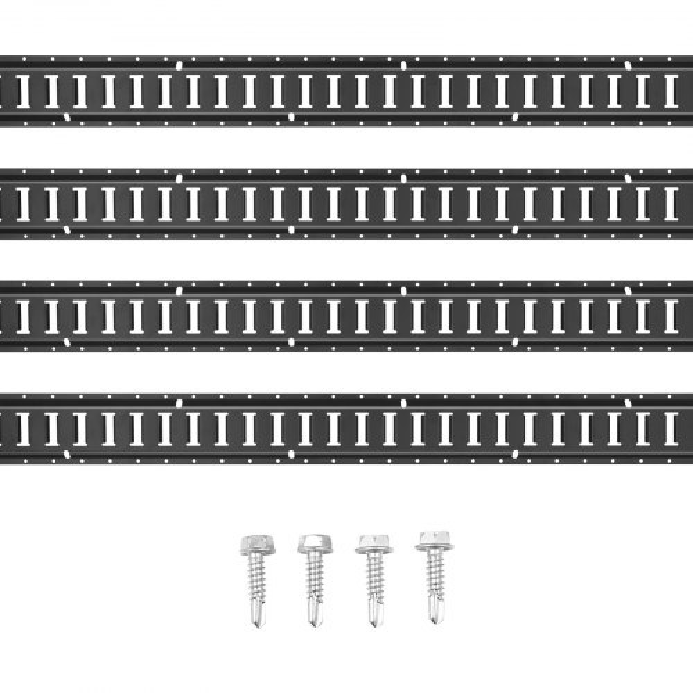 VEVOR E Track Tie Down Rail Kit, 5' Steel Rails, 4 Pack, Secure Cargo & Heavy Loads έως 2000 lbs, Heavy Duty Etrack Rails με βίδες για γκαράζ, φορτηγά, τρέιλερ, δέσιμο μοτοσυκλετών, βάσεις ATV