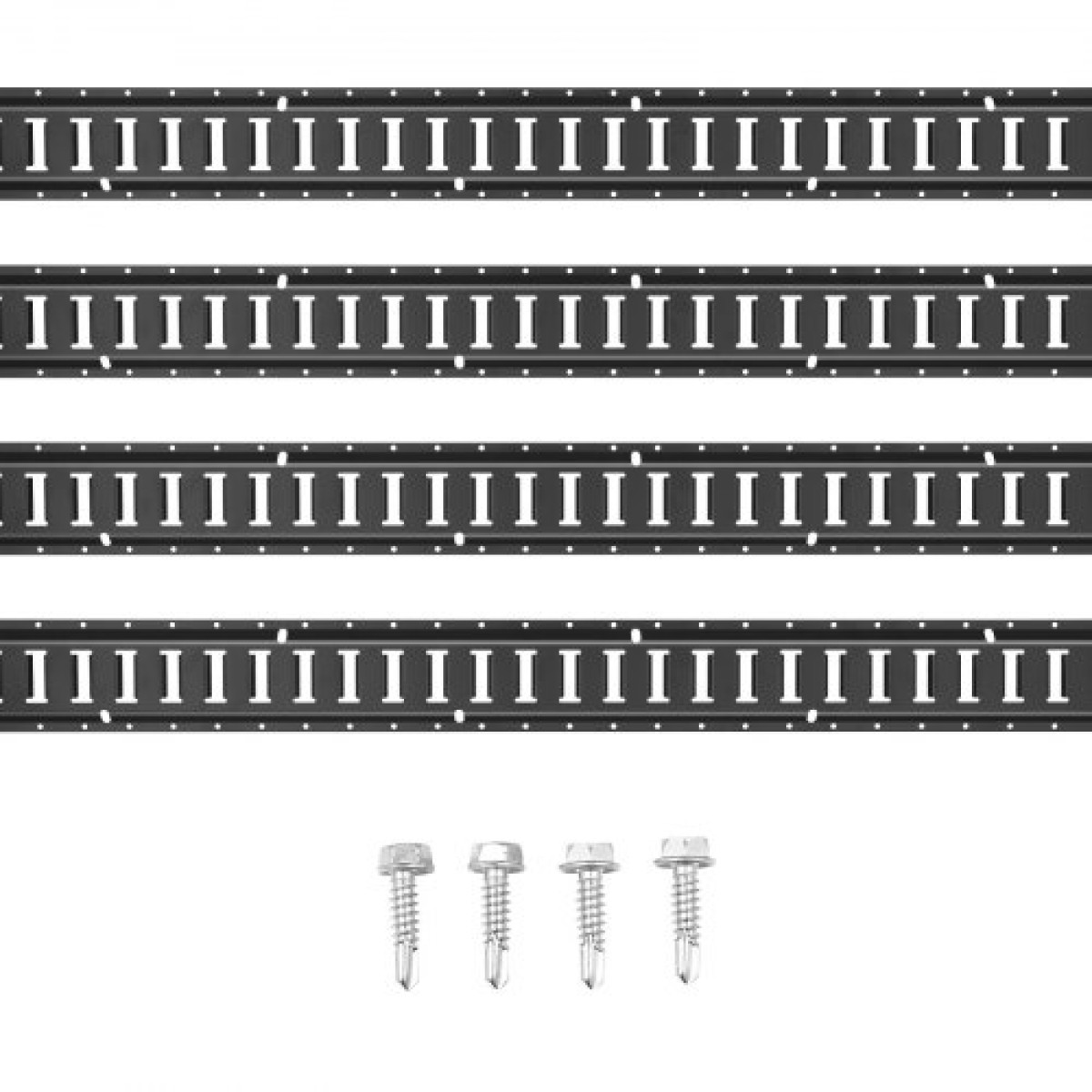VEVOR E Track Tie Down Rail Kit, 5' Steel Rails, 4 Pack, Secure Cargo & Heavy Loads έως 2000 lbs, Heavy Duty Etrack Rails με βίδες για γκαράζ, φορτηγά, τρέιλερ, δέσιμο μοτοσυκλετών, βάσεις ATV