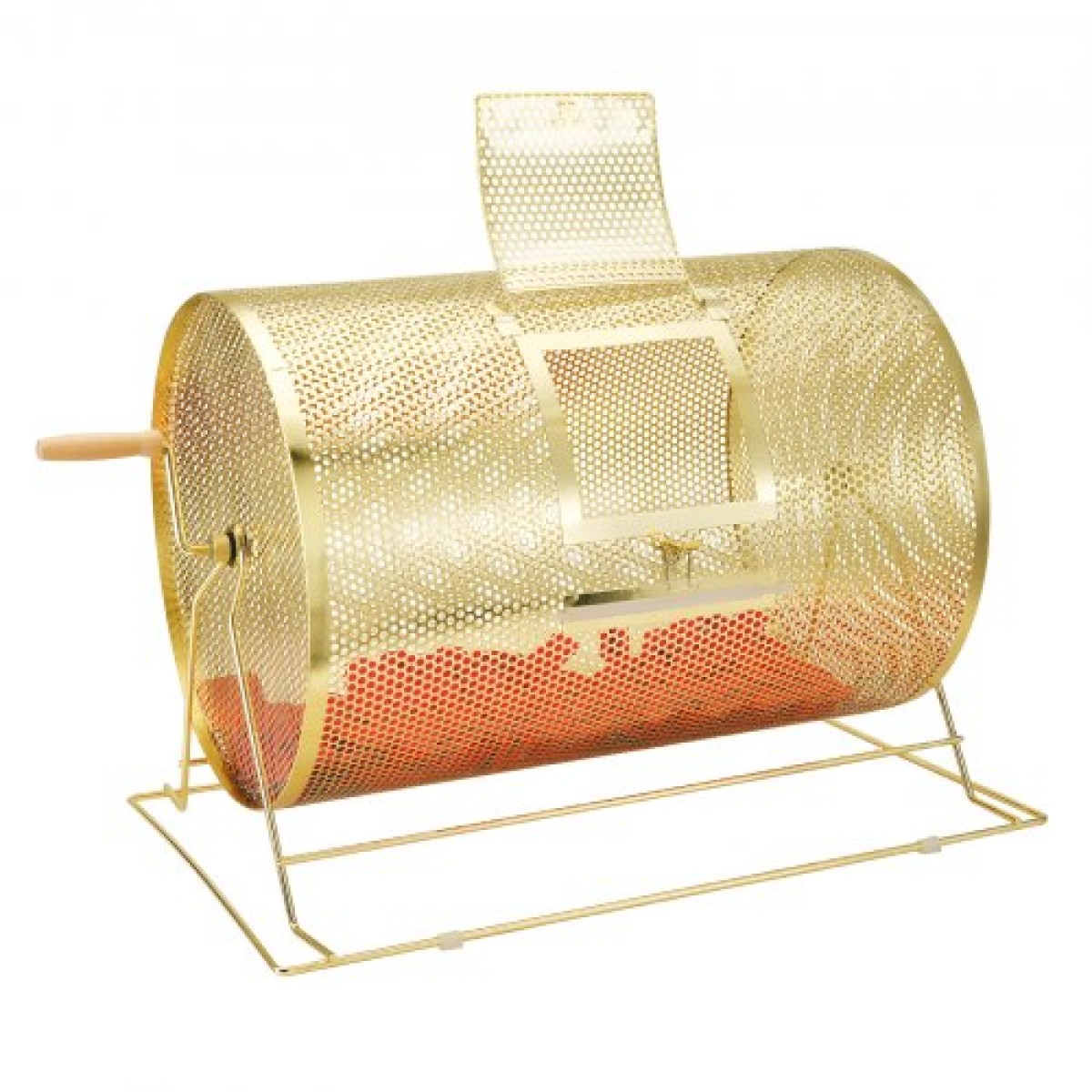 VEVOR Raffle Drum, 14,8 x Ø21,26 ιντσών με μπρούτζο επιμεταλλωμένο κλωβό λοταρίας, χωράει 10000 εισιτήρια ή 300 μπάλες πινγκ πονγκ, μεταλλικό σχέδιο λοταρίας με ξύλινη περιστροφική λαβή, για ψηφοδέλτιο Bingo