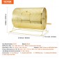 VEVOR Raffle Drum, 14,8 x Ø21,26 ιντσών με μπρούτζο επιμεταλλωμένο κλωβό λοταρίας, χωράει 10000 εισιτήρια ή 300 μπάλες πινγκ πονγκ, μεταλλικό σχέδιο λοταρίας με ξύλινη περιστροφική λαβή, για ψηφοδέλτιο Bingo