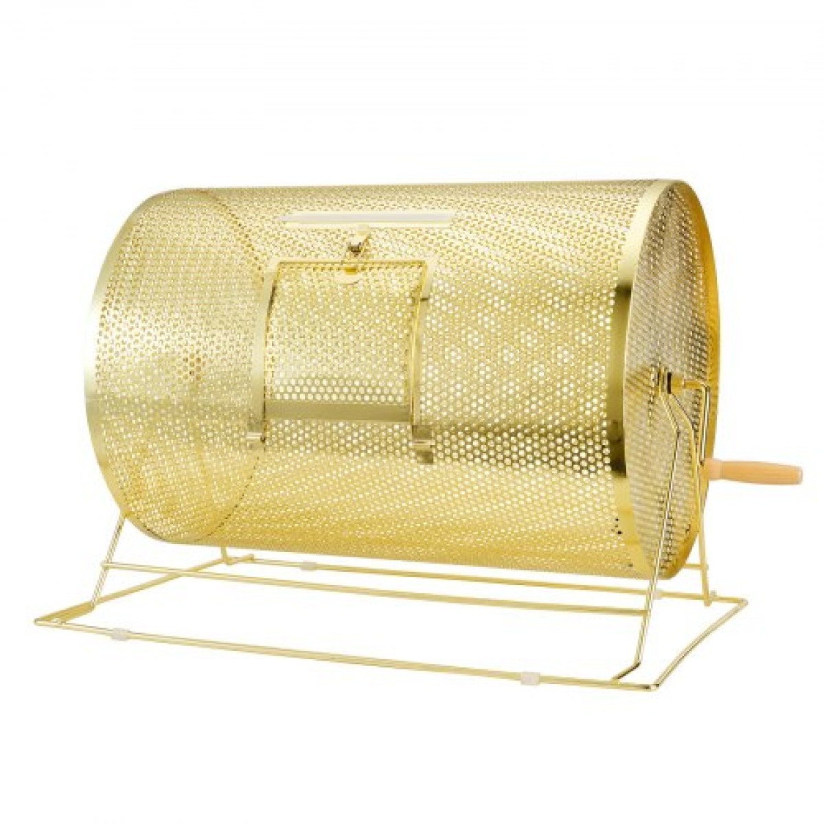 VEVOR Raffle Drum, 14,8 x Ø21,26 ιντσών με μπρούτζο επιμεταλλωμένο κλωβό λοταρίας, χωράει 10000 εισιτήρια ή 300 μπάλες πινγκ πονγκ, μεταλλικό σχέδιο λοταρίας με ξύλινη περιστροφική λαβή, για ψηφοδέλτιο Bingo