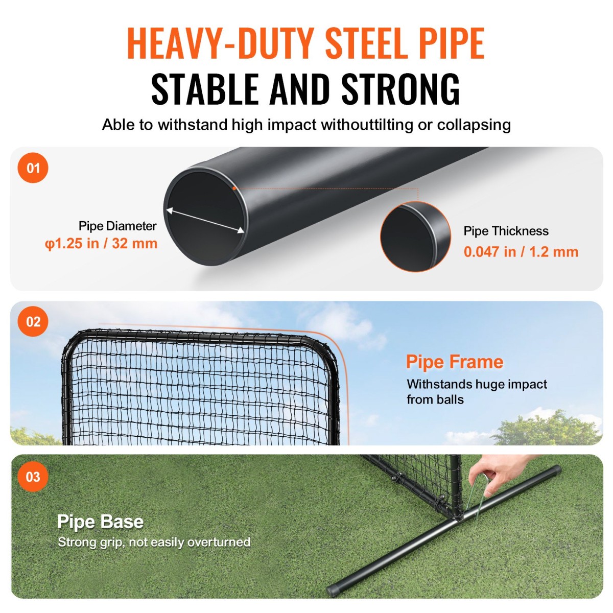 VEVOR I Screen Baseball για Batting Cage, 7x4 ft Baseball Softball Screen Safety, Body Protector Φορητή οθόνη κτύπημα με τσάντα μεταφοράς και πάσσαλοι εδάφους, Heavy Duty Pitching Net for Pitchers Protection