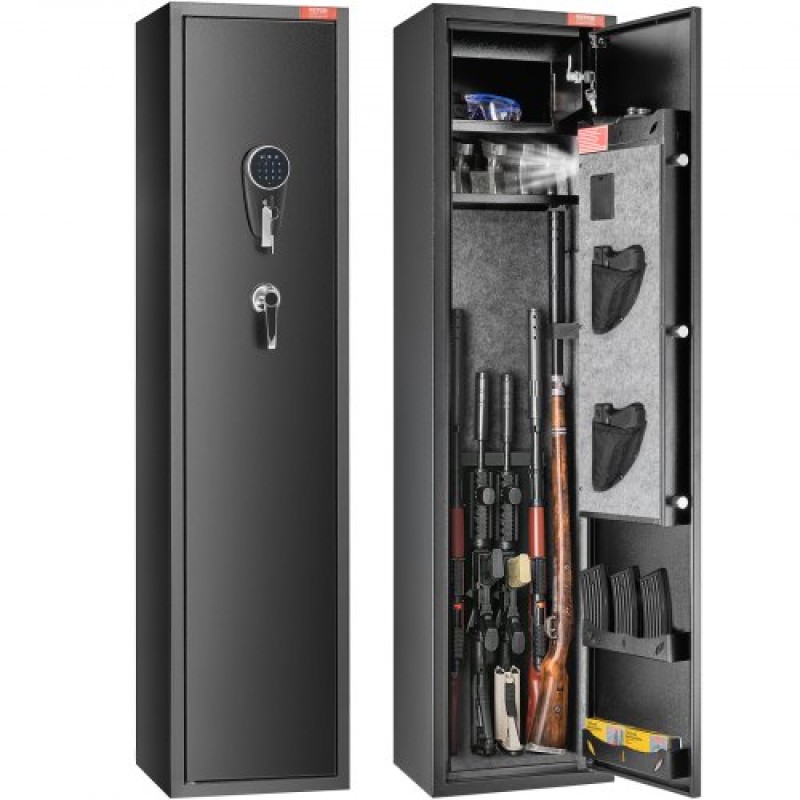VEVOR 5 Rifles Gun Safe, Rifle Safe με δακτυλικό αποτύπωμα & ψηφιακή κλειδαριά, ντουλάπι αποθήκευσης όπλων με ενσωματωμένο ντουλάπι αποθήκευσης, αφαιρούμενο ράφι αποθήκευσης για το σπίτι Long Gun και πιστόλια