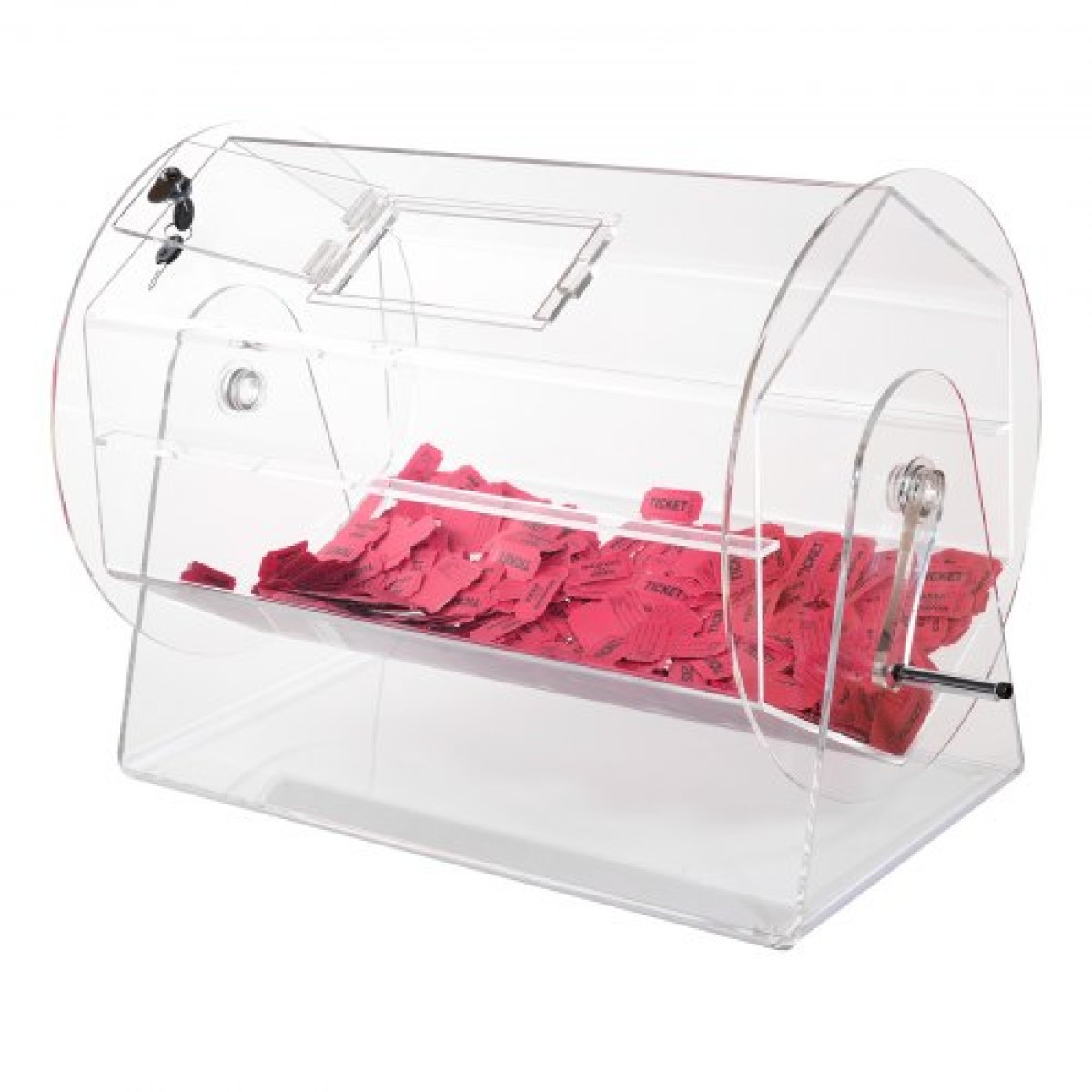 VEVOR Acrylic Raffle Drum, Χωράει 10000 Tickets ή 300 Raffle Balls, Professional Raffle Ticket Spinning Cage with 2 Keys, Transparent Lottery Spinning Drawing, Raffle Ticket Box for Games Lottery Bing