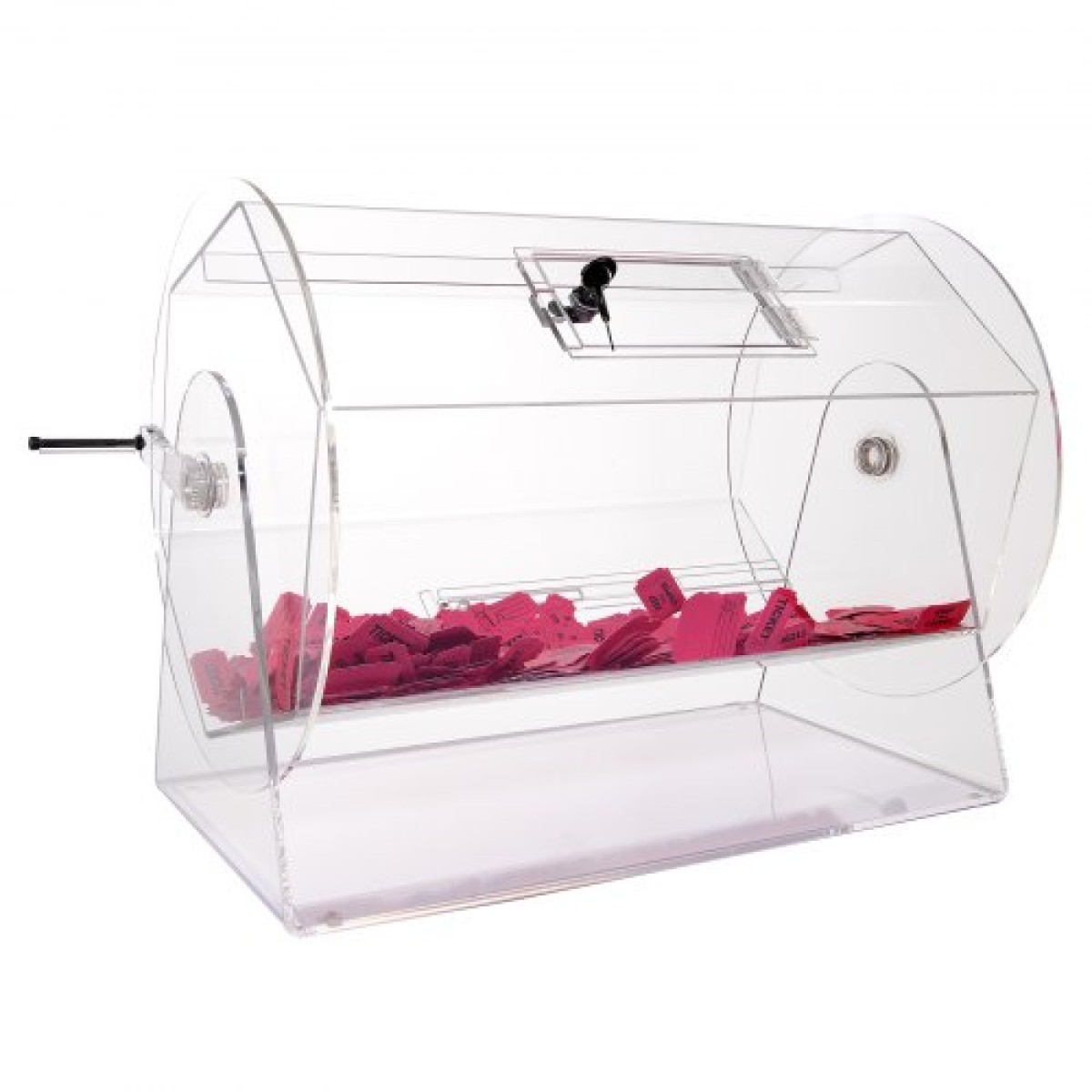 VEVOR Acrylic Raffle Drum, Χωράει 10000 Tickets ή 300 Raffle Balls, Professional Raffle Ticket Spinning Cage with 2 Keys, Transparent Lottery Spinning Drawing, Raffle Ticket Box for Games Lottery Bing