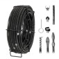 VEVOR Sectional Drain Cable Cleaning Cable 100FT/30,5 m x 5/8In/1,6 cm & 7 Cutters for 0,8"-3,9"/2-10 cm Pipes