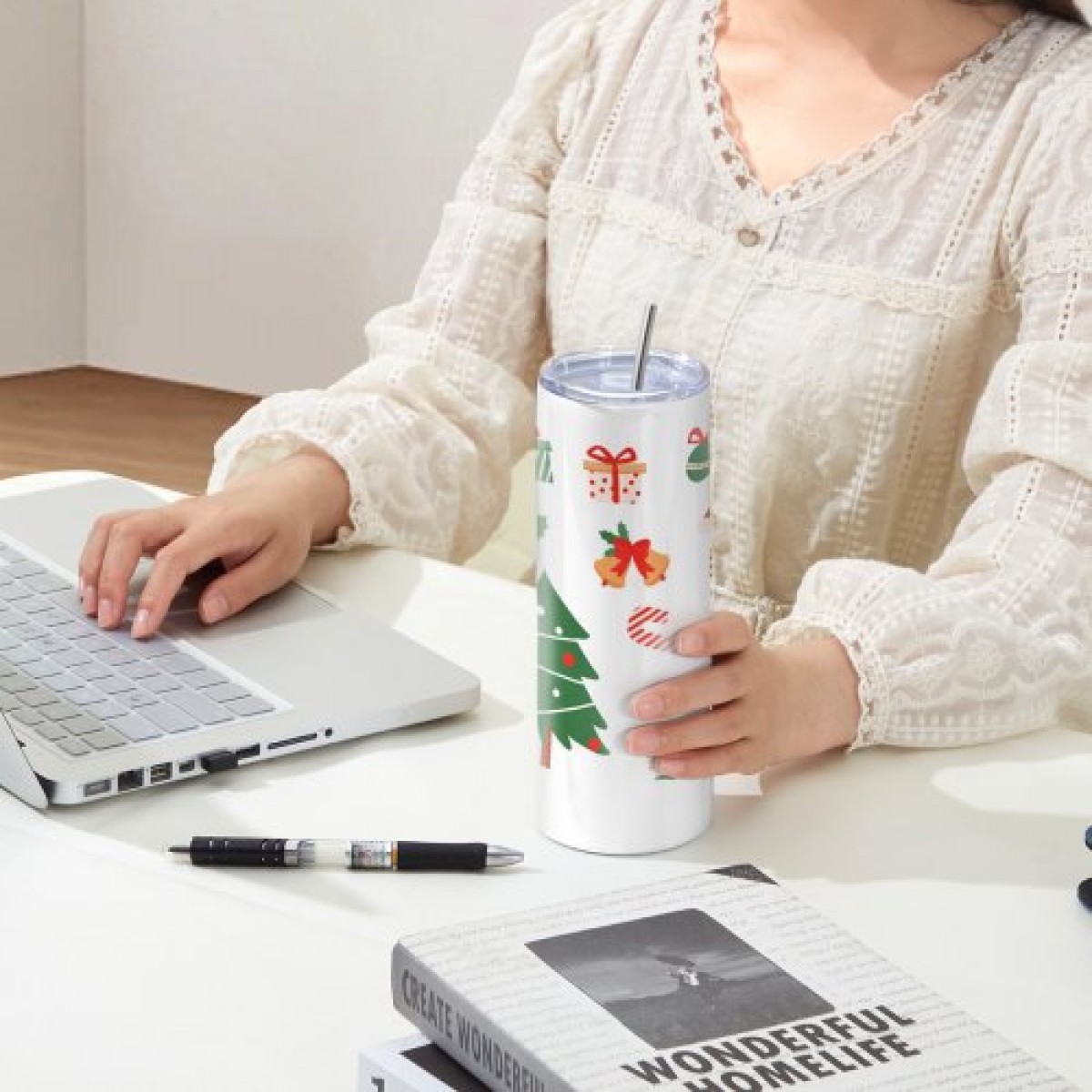 VEVOR 50 Pack Straight Sublimation Tumblers, 20 oz/567 g Blank Tumbler Bulk, από ανοξείδωτο χάλυβα διπλού τοιχώματος ποτηράκια με άχυρο, καπάκι, βούρτσα, βάση, συρρικνωμένο περιτύλιγμα, κουτί δώρου, για πρέσα θερμότητας και μεταφορά θερμότητας