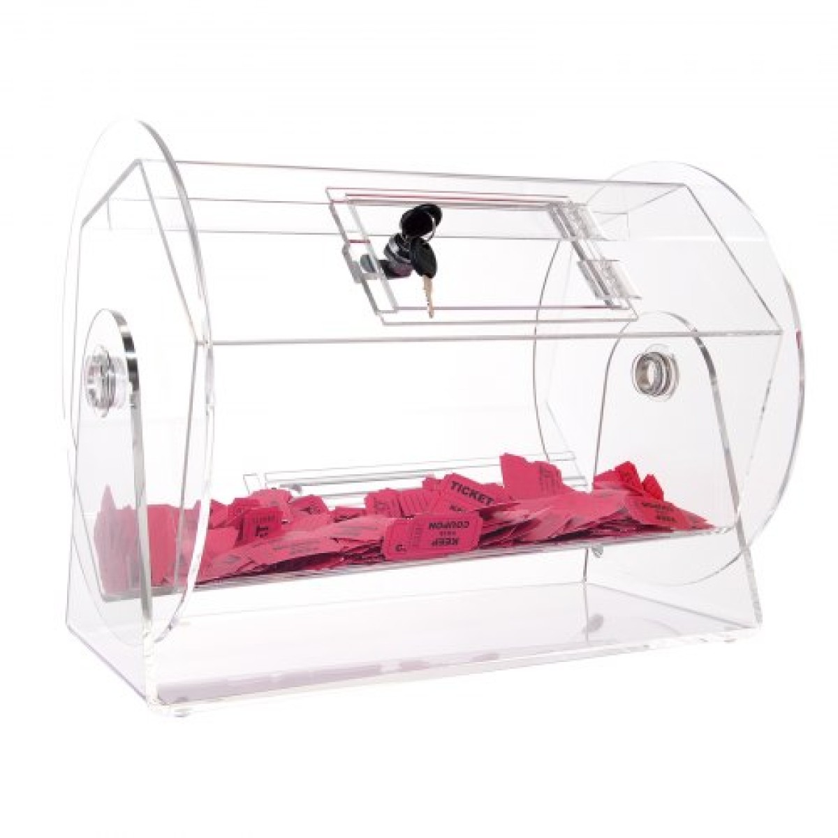 VEVOR Acrylic Raffle Drum, Χωράει 5000 Tickets ή 200 Raffle Balls, Professional Raffle Ticket Spinning Cage with 2 Keys, Transparent Lottery Spinning Drawing, Raffle Ticket Box for Lottery Games Bingo