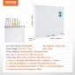 Λευκός πίνακας VEVOR Magnetic Glass, Dry Erase Board 900 x 600 mm, Επιτοίχιος μεγάλος λευκός γυάλινος πίνακας χωρίς πλαίσιο, με δίσκο μαρκαδόρου, γόμα και 2 μαρκαδόρους, λευκό