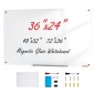 Λευκός πίνακας VEVOR Magnetic Glass, Dry Erase Board 900 x 600 mm, Επιτοίχιος μεγάλος λευκός γυάλινος πίνακας χωρίς πλαίσιο, με δίσκο μαρκαδόρου, γόμα και 2 μαρκαδόρους, λευκό
