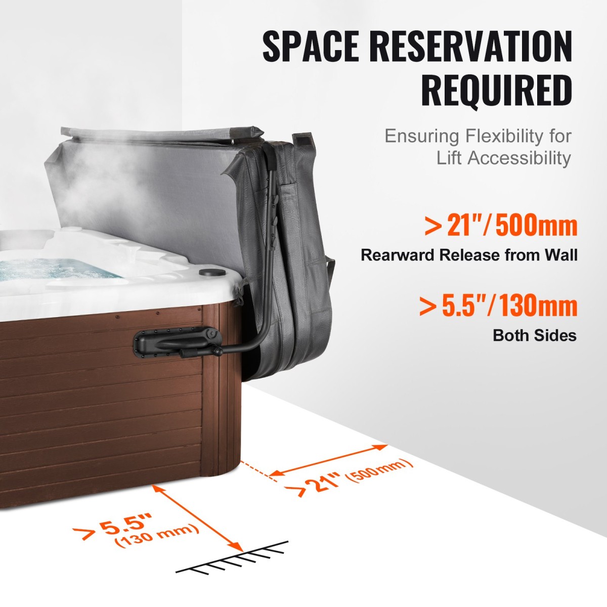 VEVOR Hot Tub Cover Lift, Spa Cover Lift, Ύψος 800 - 1050 mm Πλάτος 1750-2550 mm Ρυθμιζόμενο, Εγκατεστημένο και στις δύο πλευρές στο επάνω μέρος, Κατάλληλο για διάφορα μεγέθη ορθογώνιων μπανιέρων, υδρομασάζ, σπα
