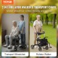 VEVOR 2 σε 1 Rollator Walker & Transport Chair για ηλικιωμένους, Αναδιπλούμενο Rolling Walker Combo & Footrests, Ελαφρύς περιπατητής κινητικότητας αλουμινίου με ρυθμιζόμενη λαβή, τροχοί παντός εδάφους, 136 kg