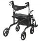 VEVOR 2 σε 1 Rollator Walker & Transport Chair για ηλικιωμένους, Αναδιπλούμενο Rolling Walker Combo & Footrests, Ελαφρύς περιπατητής κινητικότητας αλουμινίου με ρυθμιζόμενη λαβή, τροχοί παντός εδάφους, 136 kg
