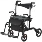 VEVOR 2 σε 1 Rollator Walker & Transport Chair για ηλικιωμένους, Αναδιπλούμενο Rolling Walker Combo & Footrests, Ελαφρύς περιπατητής κινητικότητας αλουμινίου με ρυθμιζόμενη λαβή, τροχοί παντός εδάφους, 136 kg