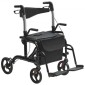 VEVOR 2 σε 1 Rollator Walker & Transport Chair για ηλικιωμένους, Αναδιπλούμενο Rolling Walker Combo & Footrests, Ελαφρύς περιπατητής κινητικότητας αλουμινίου με ρυθμιζόμενη λαβή, τροχοί παντός εδάφους, 136 kg
