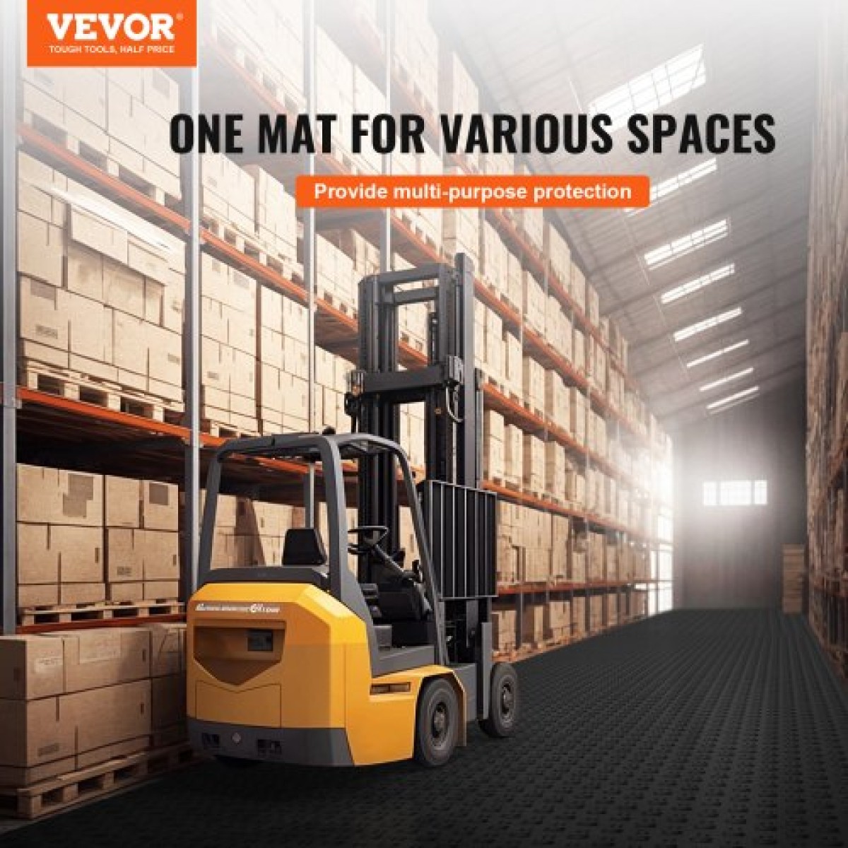 VEVOR Πλακάκια γκαράζ Interlocking, 12 x 12 x 0,53 ιντσών 25 Pack Πλακάκια δαπέδου γκαράζ, Αντιολισθητικά πλακάκια δαπέδου γκαράζ διπλής όψης, για γκαράζ, υπόγεια, επισκευαστήρια, μαύρο