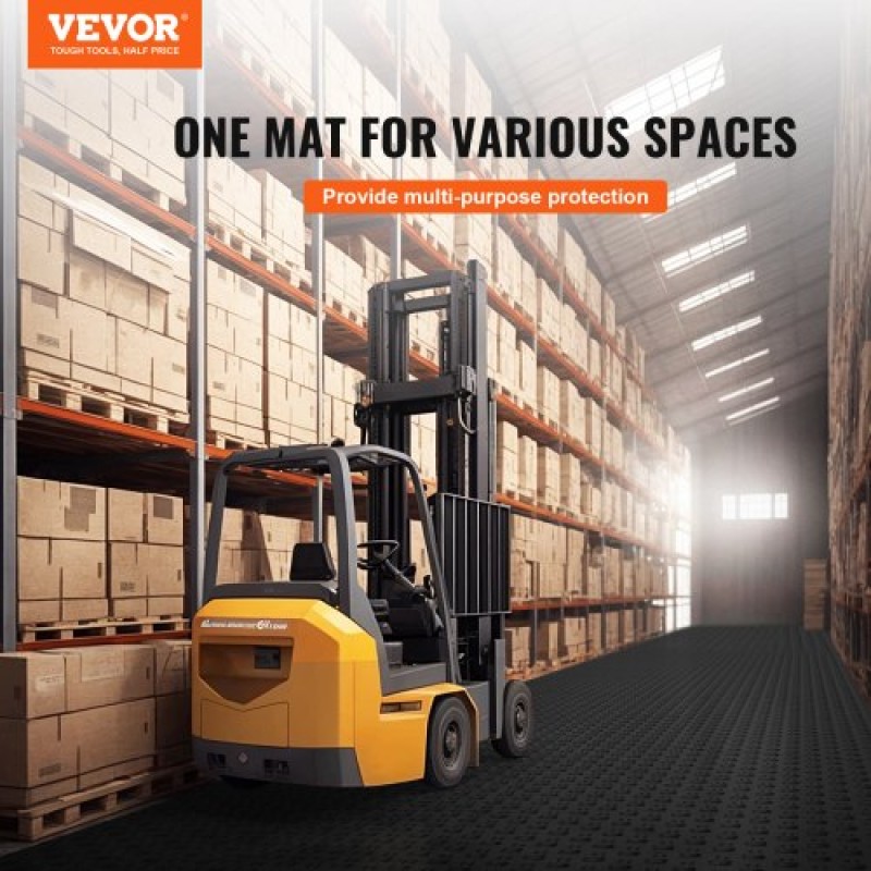 VEVOR Πλακάκια γκαράζ Interlocking, 12 x 12 x 0,53 ιντσών 25 Pack Πλακάκια δαπέδου γκαράζ, Αντιολισθητικά πλακάκια δαπέδου γκαράζ διπλής όψης, για γκαράζ, υπόγεια, επισκευαστήρια, μαύρο